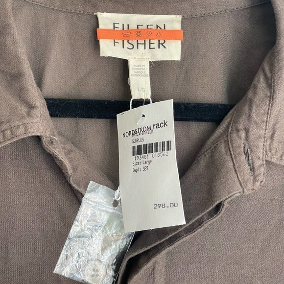 Eileen Fisher Organic Cotton Utility Jumpsuit in Surplus Women's Size L / XL NWT - Picture 6 of 7